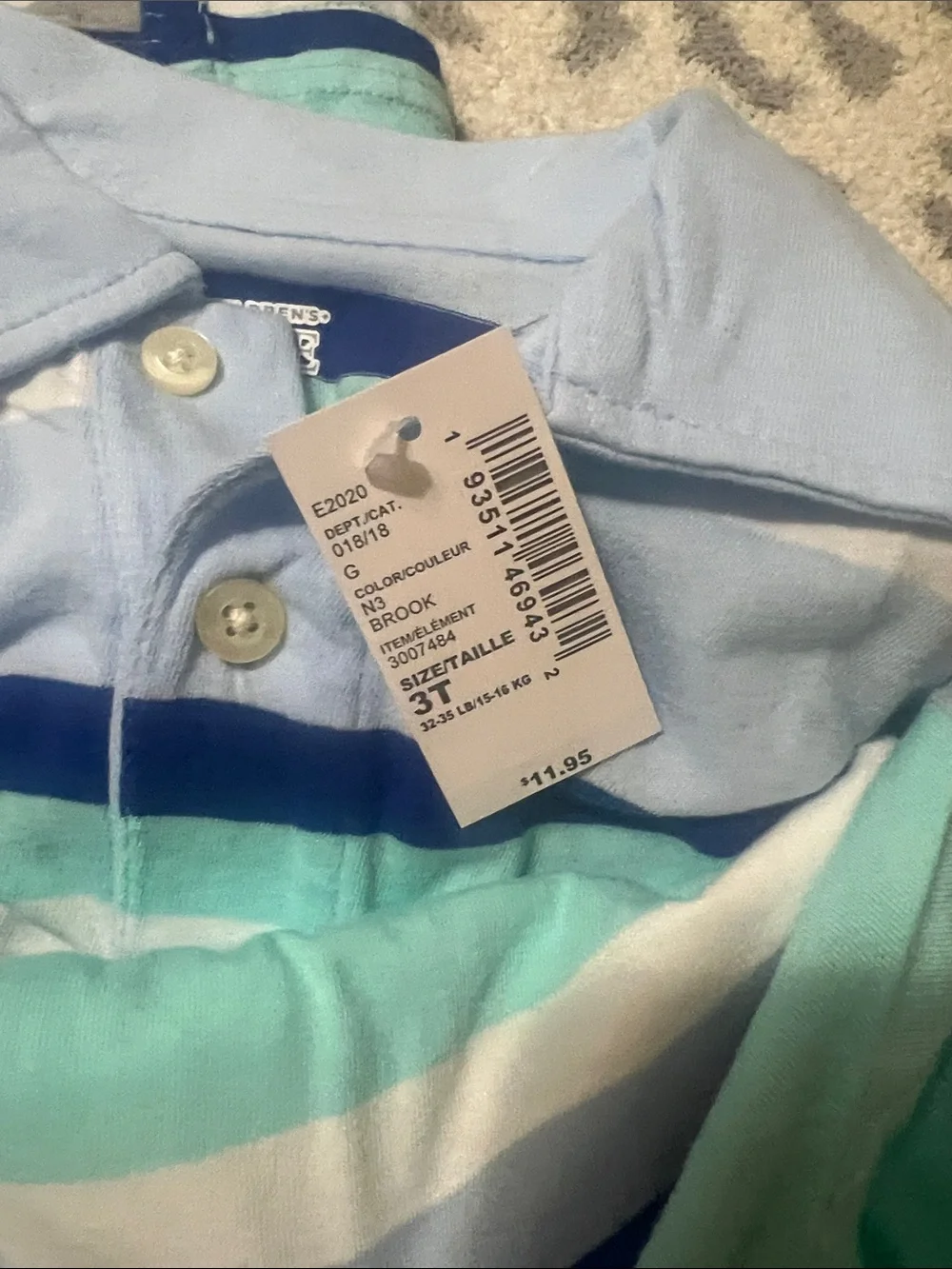 The Children's Place Striped Polo Pack - Coral, Yellow, Light Blue, Aqua